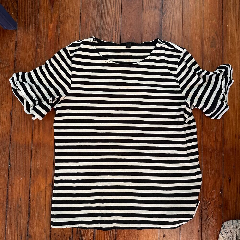 J. Crew Ruffle Stripe Tee - Picture 2 of 4